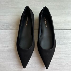 Good American Black Suede Pointed Toe Flat Shoes Size 8.5